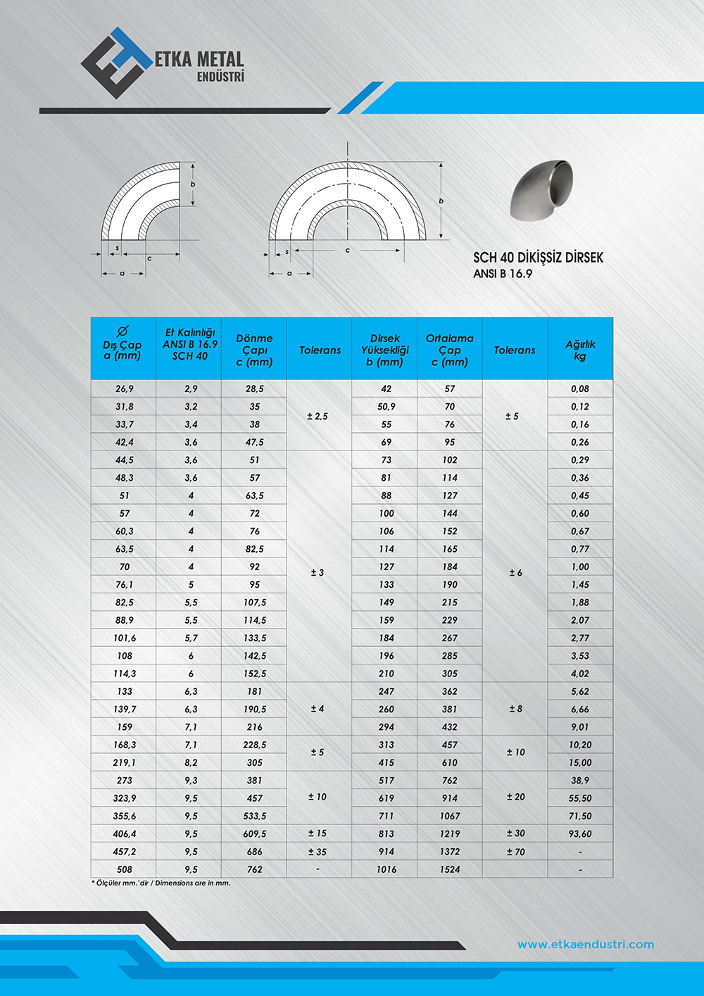 DİKİŞSİZ ÇELİK DİRSEK SCH40